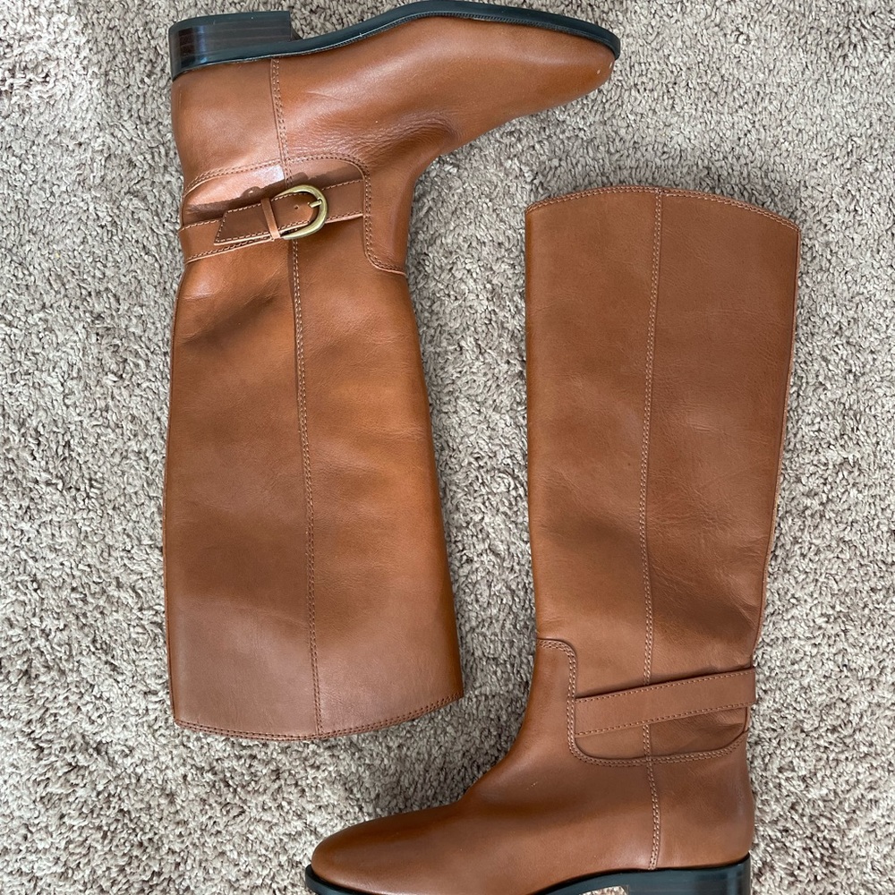 Classic J. Crew Riding Boot 8.5 Brown Women’s Gold Buckle